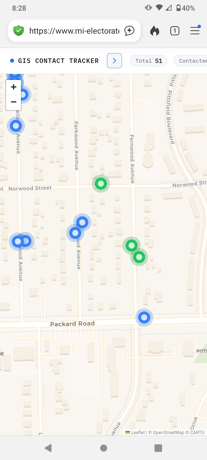 field contact tracking web app